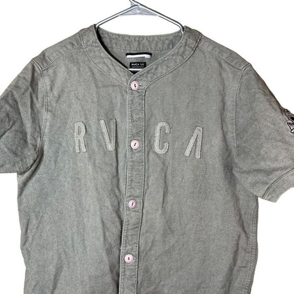 RVCA Strikeout Baseball Jersey Button Front Short Sleeve Size Large - Picture 2 of 7